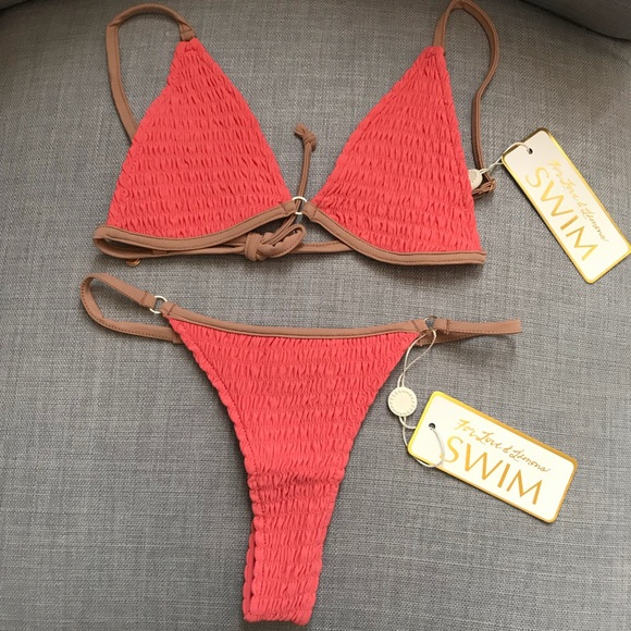 For Love And Lemons Other - For Love & Lemons Coral Bikini Set